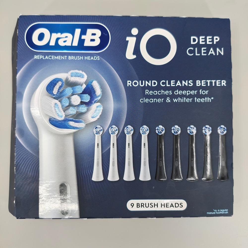 Oral-B iO Deep Clean Replacement Brush Heads 9 Pack Black White